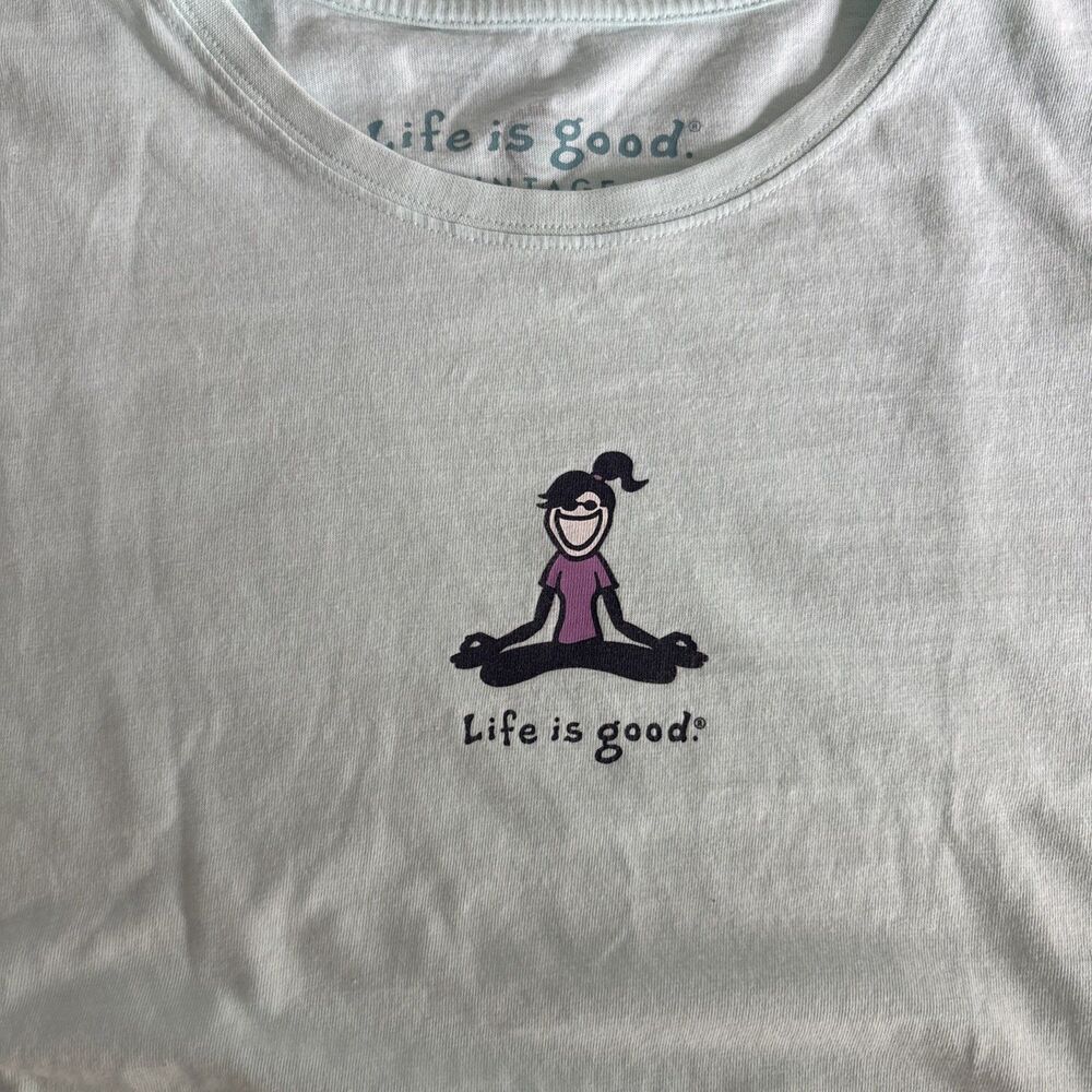 Life Is Good Womens Vintage Yoga Jackie Mint Green Graphic T-Shirt Size XL - Picture 7 of 7
